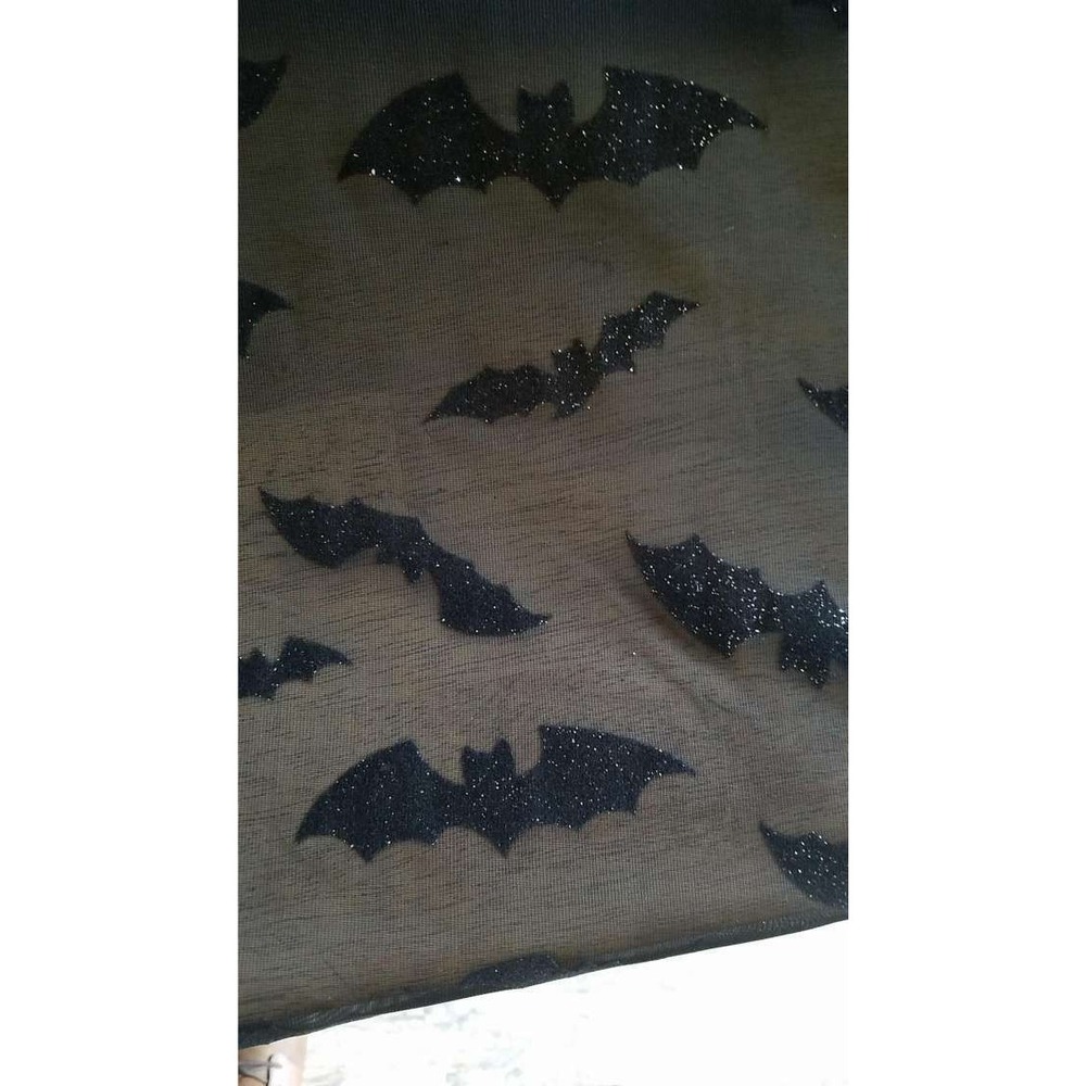 Glitter Bat Sheer Nylon Fabric Halloween Gothic Black 60" Wide 10 Yard Bolt